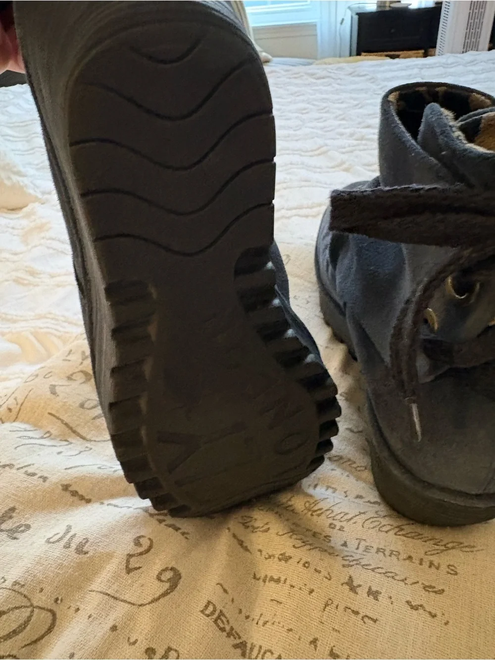 Fly London Blue Suede Wedge Ankle Boot with Back Laces